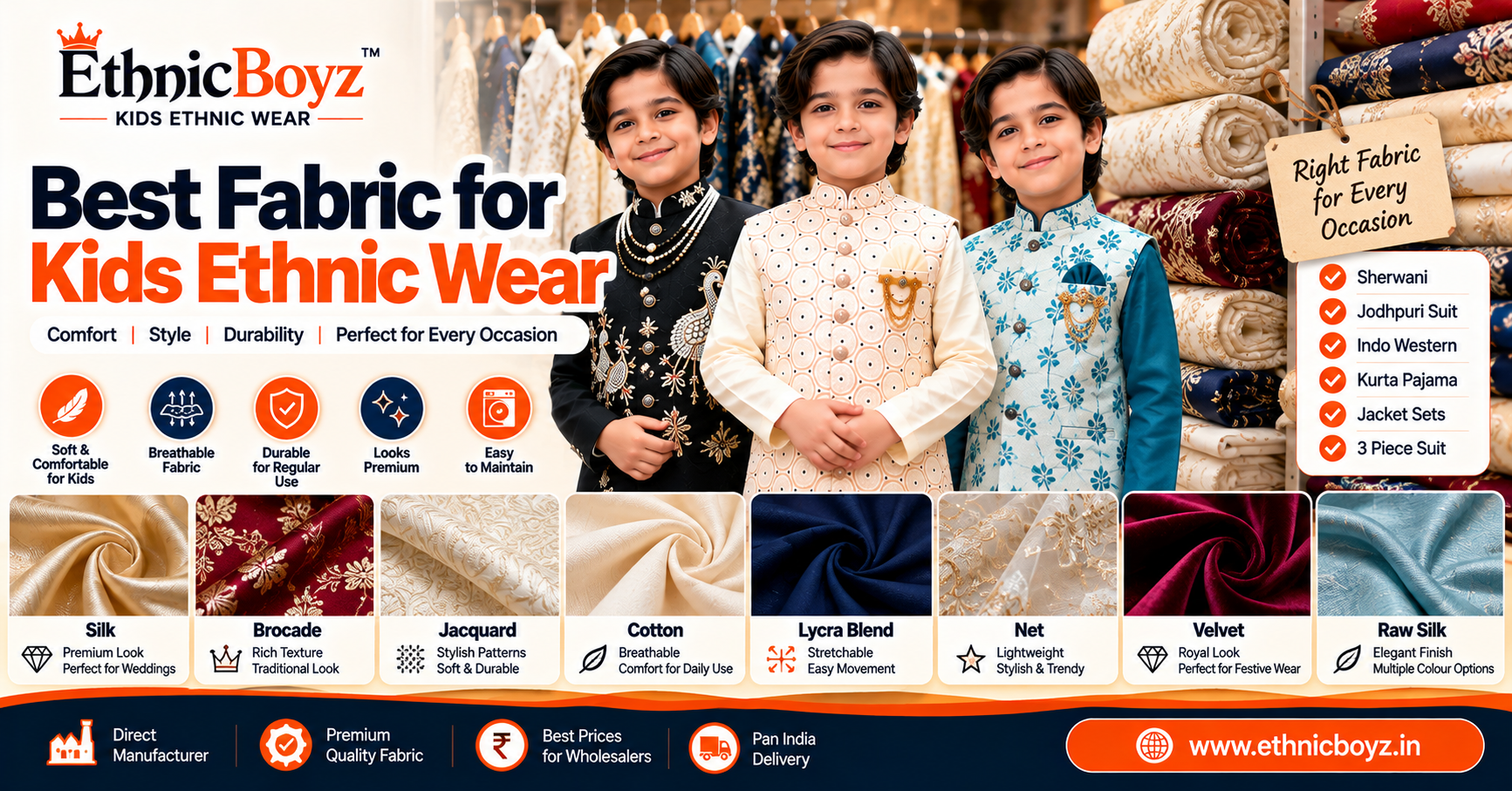 Best Fabric for Kids Ethnic Wear